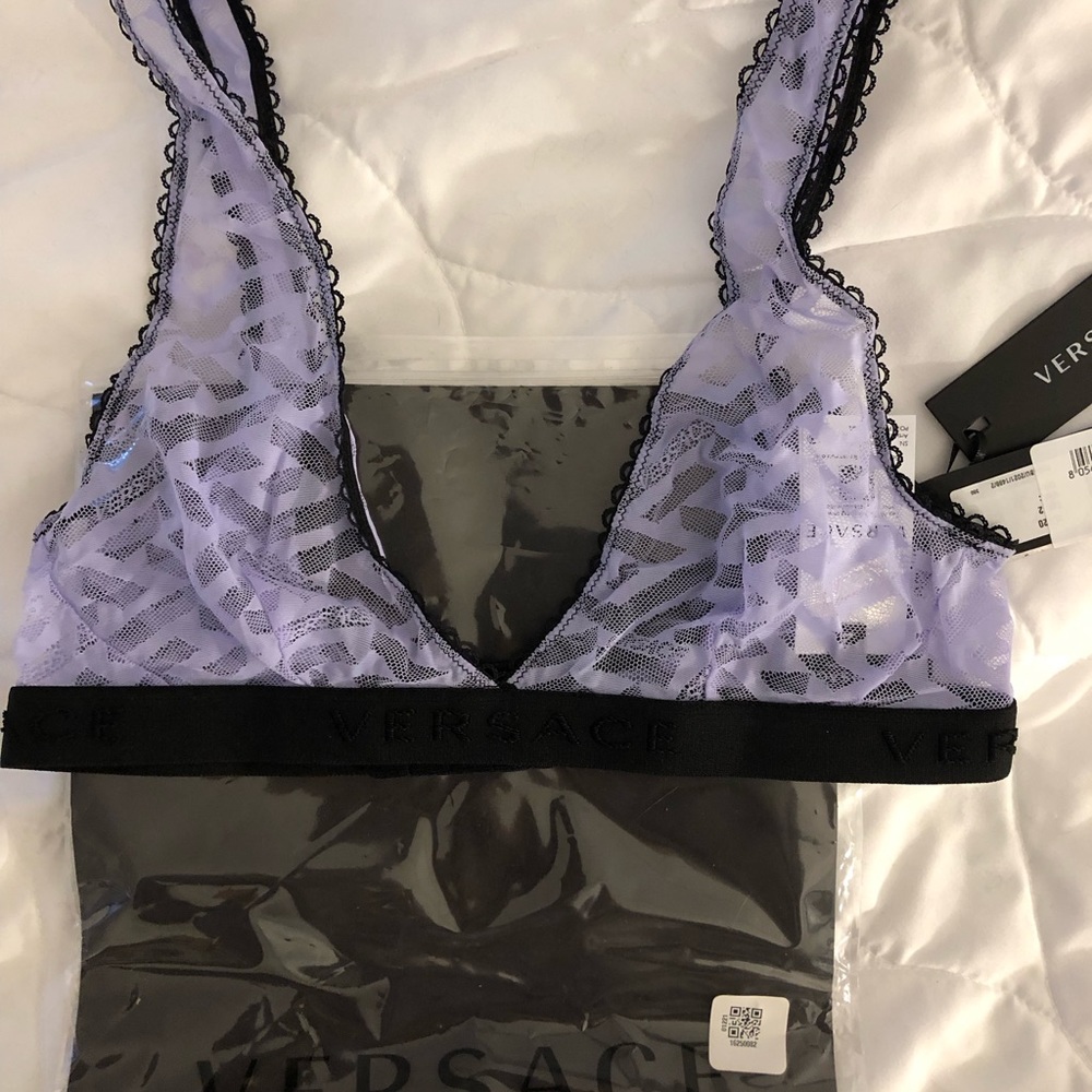 Versace  Greca Signature Print Tulle Bralette - Picture 2 of 12
